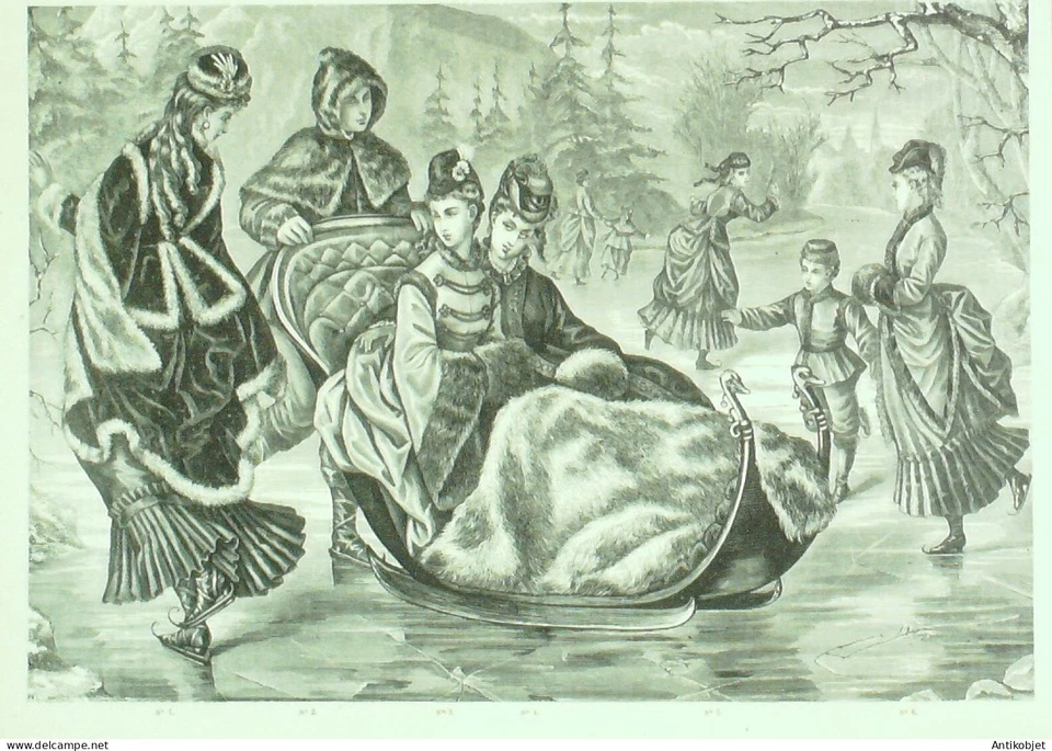 Gravure de mode La Mode illustrée (maison Maury) - Photo 1/1