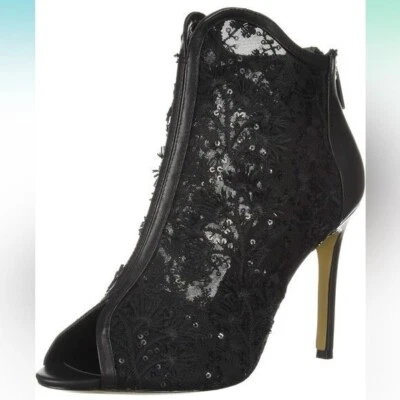 Nuevo con etiquetas Botines Charles David para mujer Camilla de malla negra y punta abierta bordados 8,5 M Foto 1 de 4