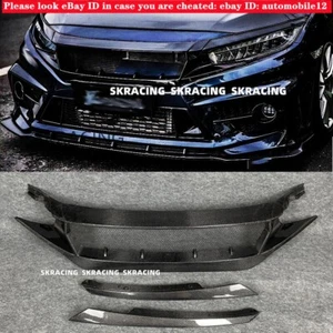Carbon Fiber Front Center Mesh Grille Grill Trim Fit For Honda Civic FK8 FC1 FK7 - Picture 1 of 20