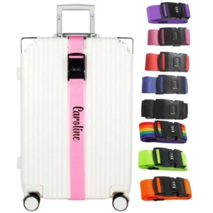 Personalised Luggage Strap Safety Travel Suitcase Belt Baggage Straps With Lock - Picture 1 of 24