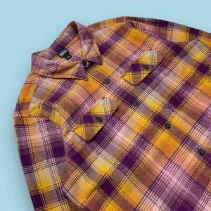 Patagonia Organic Cotton  Fjord Flannel Shirt Women's Large Sun Rays Night Plum - Picture 1 of 9