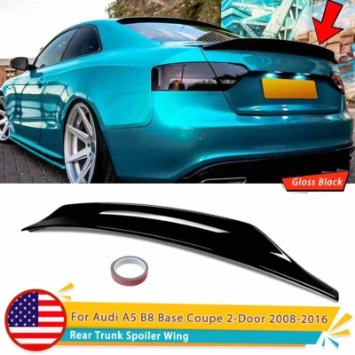 For Audi A5 B8 B8.5 Base Coupe 2008-2017 Rear Trunk Spoiler Wing Lip Gloss Black Foto 1 de 4