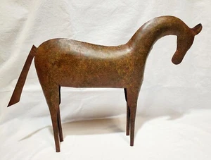 Vintage Art Folded Metal Horse Statue 20" Tall X 15" Long Speckled Brown Coat - Picture 1 of 9