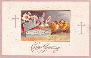 Postcard: Easter Greetings, Chicks & Eggs, DB Posted 1912 - Picture 1 of 3