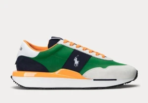 Polo Ralph Lauren Train 89 Suede-Paneled Sneaker Color: Navy/Green/Orange - Picture 1 of 4
