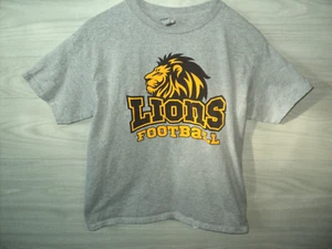 Lions T Shirt Unisex Boys Size Youth L Gray w/ Brown & Gold Letters Short Sleeve - Picture 1 of 3