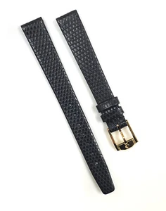 Original Movado 1648 Ladies 12mm X 10mm Black Lizard Grain Leather Band Strap - Picture 1 of 4