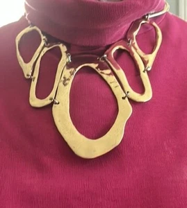 Goldtone French Bibb / Collar Necklace - Picture 1 of 14