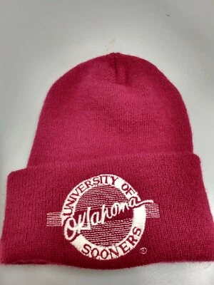 Gorro tejido de invierno con logotipo circular Oklahoma Sooners vintage años 90 NCAA puño doblado Foto 1 de 4