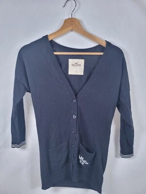 Hollister Cardigan Sweater Button Up Women’s Small Navy Blue Cotton Blend - Image 1 of 4