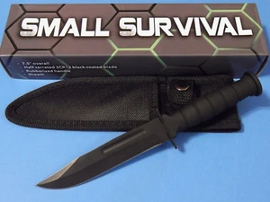 SMALL SURVIVAL 211360BK Black Mini Combat Bowie fixed knife 7 1/2" overall NEW! - Picture 1 of 3