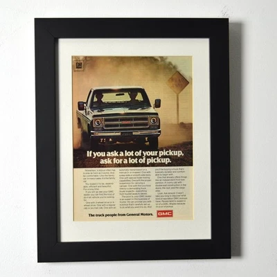 1975 GMC Pickup Truck Squarebody | Original Vintage Magazine Ad | Framed 12x15 - Image 1 of 4