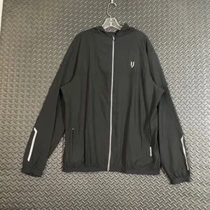Giacca da corsa leggera Iron Joc uomo taglia XL nera full zip con cappuccio - Foto 1 di 8