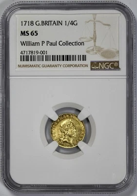 1718 Great Britain Gold 1/4 Guinea NGC MS 65 - Image 1 of 4