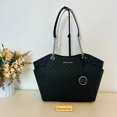 Michael Kors Cartera Jet Set Viaje Grande Cadena Bolso de Hombro Negro Firma Foto 1 de 4