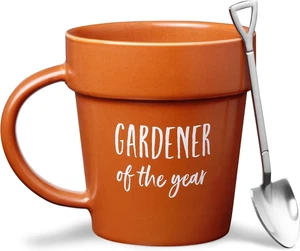VELENTI Gardener Coffee Mug Gift - Funny Plant Pot Mug with Shovel Spoon - Cool - Picture 1 of 12
