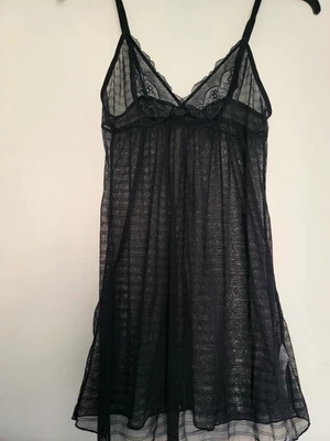 La Perla Miss Studio Babydoll Womens Size 3/Small Black Lace Mesh Slip Lingerie - Image 1 of 4