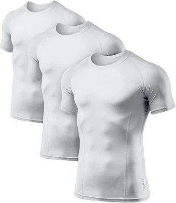 ATHLIO Men's Cool Dry Short Sleeve Medium, 3pack Tops White/ White  - Image 1 of 4