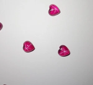 Transparent Star Ruby Heart 6x6 mm Cabochon Created 6 Rayed Stone 3 pieces Lot - Picture 1 of 12