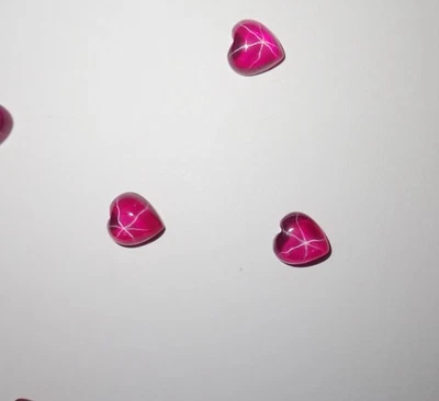 Transparent Star Ruby Heart 6x6 mm Cabochon Created 6 Rayed Stone 3 pieces Lot - Image 1 of 4