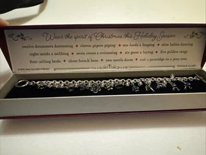 NEW 12 Days Of Christmas Joys Charm Bracelet Sterling Silver Finish Toggle Clasp - Picture 1 of 5