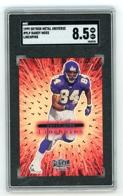1999 Skybox Metal Universe Randy Moss Linchpins #9LP SGC 8.5 NM-MT+ HOF - Image 1 of 2