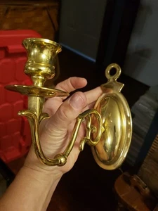 Vtg Baldwin Brass Oval 1 Arm Wall Sconce Candle Holder French Cottage Colonial - Picture 1 of 9