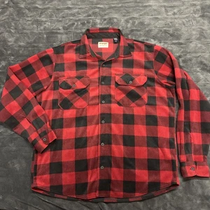 Wrangler Authentics Shirt Mens Large Red Black Fleece Buffalo Plaid Long Sleeve - Picture 1 of 12