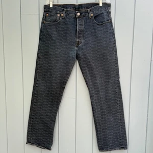 Levis Premium Banner Print Jeans Herren All Over Logo Grafik Blau 34x30 RAR - Bild 1 von 12