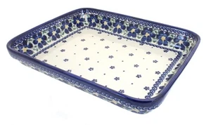 Blue Rose Polish Pottery Spring Blossom Medium Rectangular Baker - Picture 1 of 1