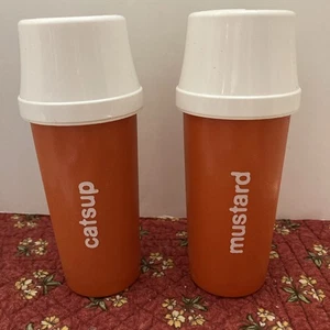 Vintage Tupperware 1329-5 Catsup & Senforange Behälter mit Pumpe und Deckel - Bild 1 von 3