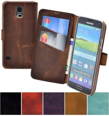 HTC One M9 Custodia Book Style In Vera Pelle Tasche Cover Klapp Case Etui - Immagine 1 di 4