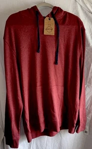 Wetterfester Vintage Herren Hoodie XL Ziegelrot Thermo Strick Pullover Neu mit Etikett - Bild 1 von 6