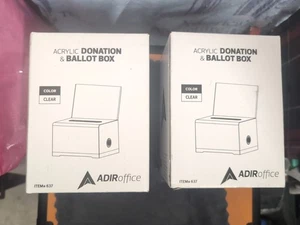 (2) ADIR Klar Acryl Spende & Wahlurne mit Schloss & Schlüssel 4" x 5" x 6" - Bild 1 von 3