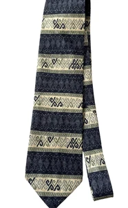 Struktur italienische 100 % Seide Herren Krawatte strukturiert blau beige, selten Vintage 58" x3,75" - Bild 1 von 5