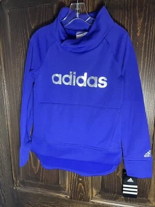 Adidas Logo Sweatshirt Girl 5 Blue/Purple Front Pockets - Picture 1 of 5