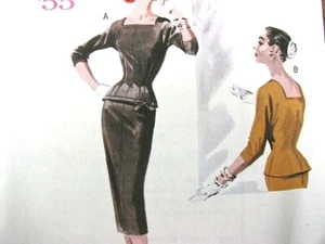 Vestido de dos piezas patrón de costura años 50 retro remake Butterick B5557 talla 6-12 sin cortar - Imagen 1 de 6