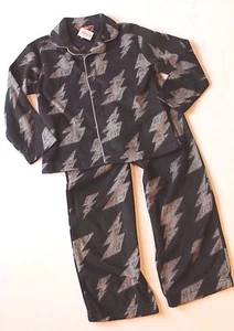 Boy's Size 4 - 5 Arizona Black & Gray Lightning Bolt Fleece Pajamas 2-Piece Set - Picture 1 of 3