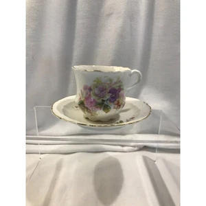 CT Carl Tielsch Germany vintage teacup and saucer set, purple floral design tea - Picture 1 of 10