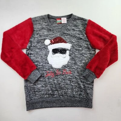 Suéter Divertido Spencers L Jolly AF Santa Navidad en Julio Suave Cuello en V Gris Rojo Foto 1 de 4