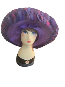 Jack McConnell Boutique Church Ladies Purple Straw Hat - Picture 1 of 12