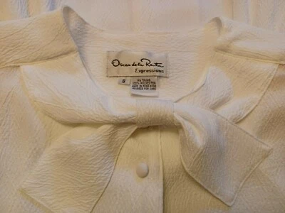 Blusa Mujer Fatale De Colección Años 80 "Oscar de la Renta Expressions" Blanca Poliéster Foto 1 de 4