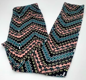 Lulu Luv Leggings Girls Size 14/16 Style #L1370G Aztec Pattern Pink Blue Blk Yel - Picture 1 of 8