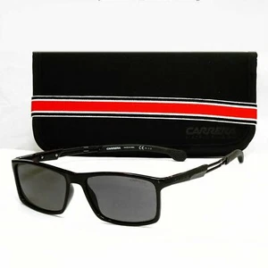 Carrera Polarized Sunglasses Black Smoke Mens Square Rectangle 4016 807M9 Sport - Picture 1 of 12