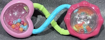 Bright Starts Rattle and Shake Barbell Toy Pretty in Pink - Image 1 of 4