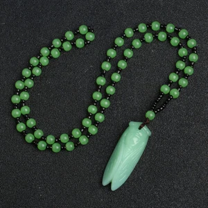 Natural Handmade Carved Light Green Jade Cicada Necklace Pendant for Women's Gif - Picture 1 of 1