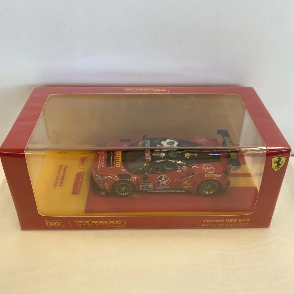 1/64 TARMAC WORKS IXO FERRARI #88A CALTEX MOMO 488 GT3 BATHURST 12HR 2017 RED