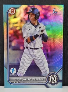 Oswaldo Cabrera 2022 1st Bowman 1st Edition Sky Blue Foil BPPF-17 Yankees Rookie - Picture 1 of 2