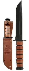 KaBar 1217 Fighting/Utility Knife USMC Leather Sheath Straight Edge - Picture 1 of 1