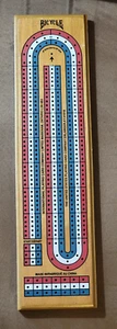 CRIBBAGE BOARD BY BICYCLE WITH RED, WHITE & BLUE PEGS! - Picture 1 of 5